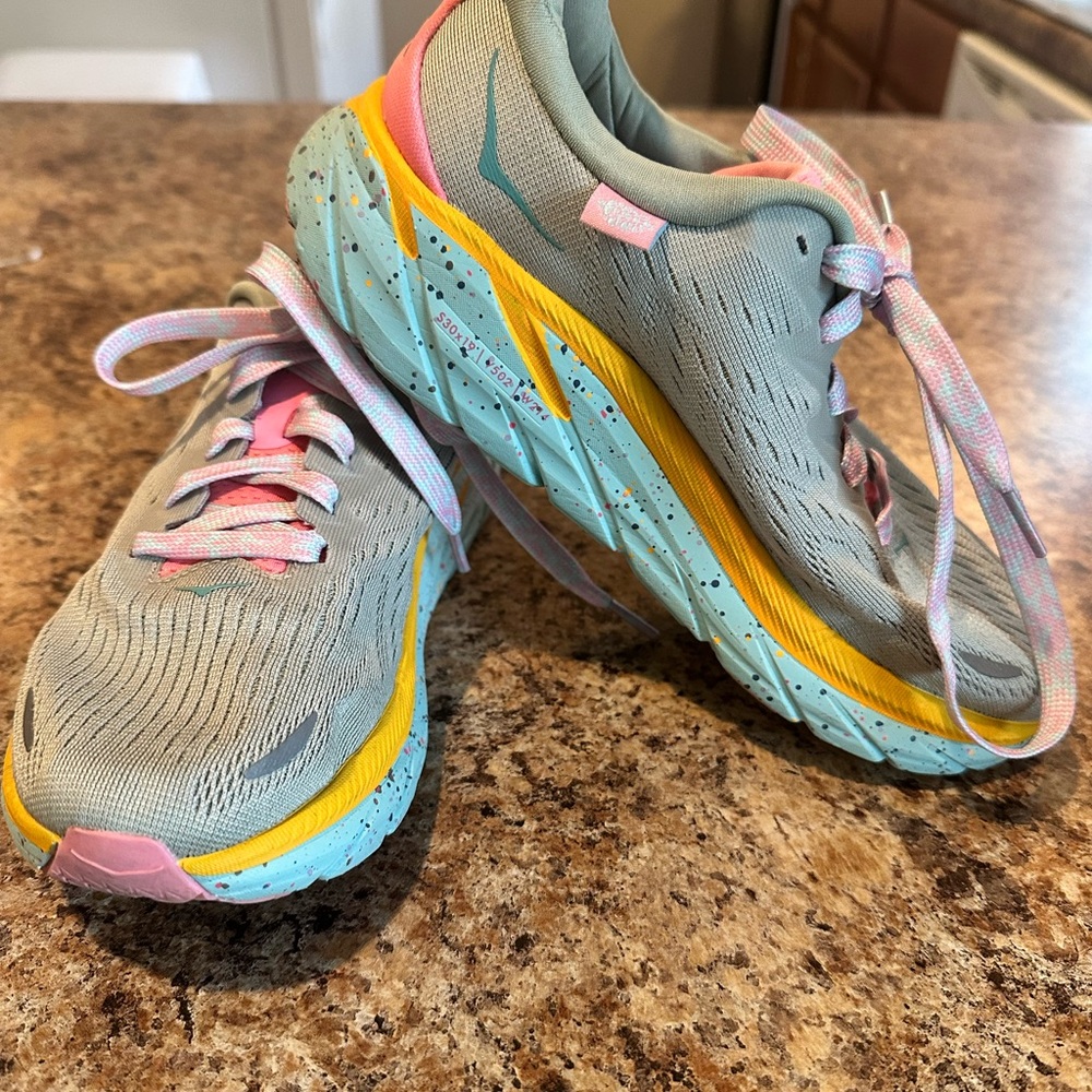 Hoka/Freepeople Women's Athletic Shoes - Pink, Yellow, and Blue